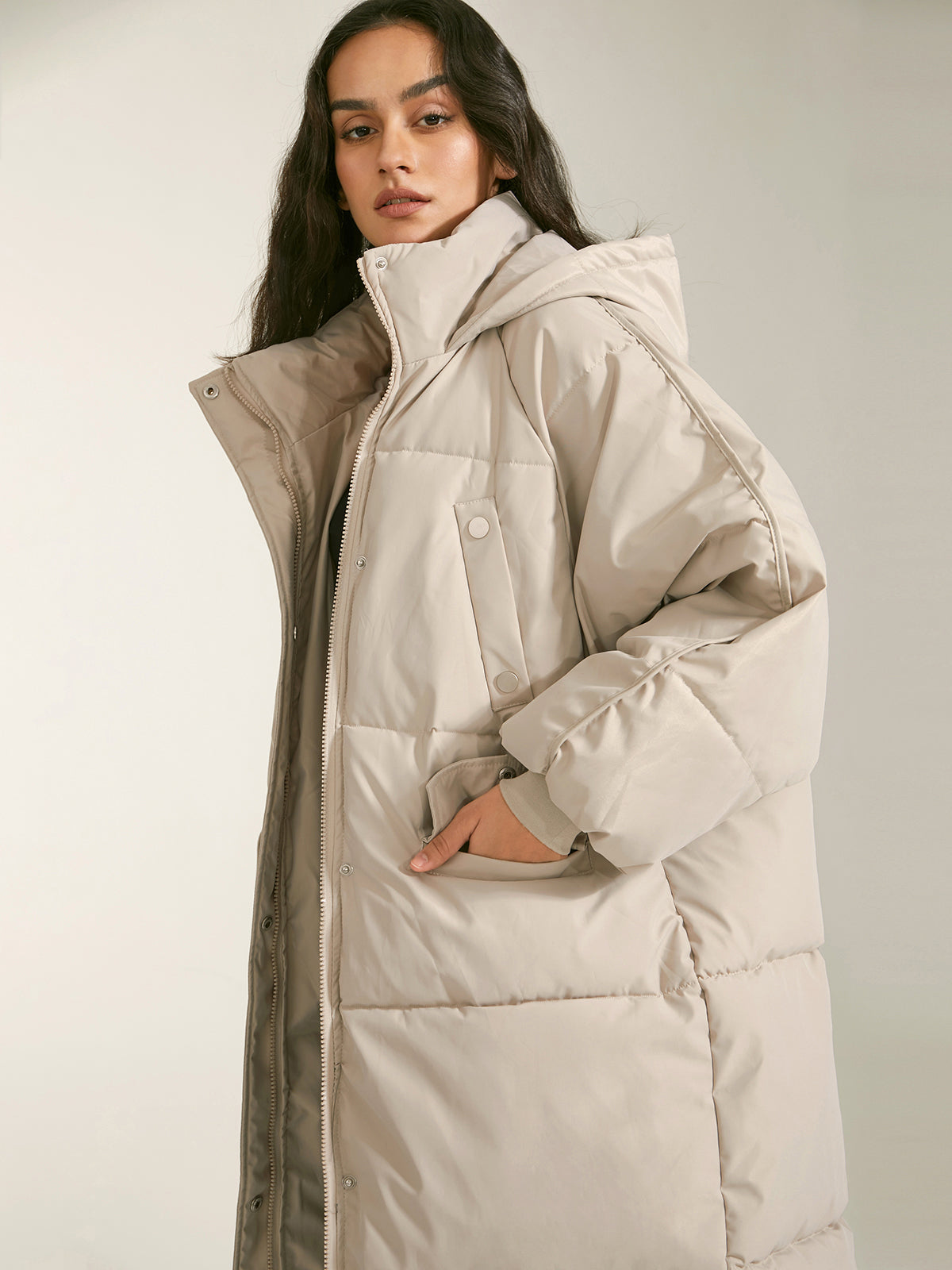 Hazel | Damen Winter Lange Puffer Kapuze Mantel | Warme