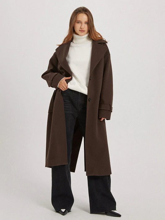 Amira | Damen Klassischer Winter Trench Mantel | Lang